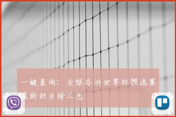 一键查询：全球各洲世界杯预选赛最新积分榜汇总
